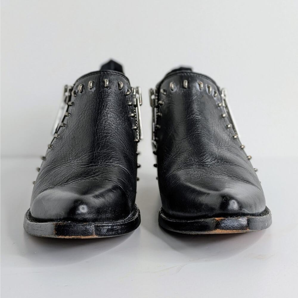 Frye Sacha Shooties 6 Black Leather Silver Stud Ankle Boots Heritage Style - Picture 6 of 16
